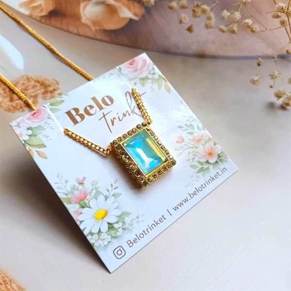 Dainty Blue  Aurora Borealis Crystal Gold Plated Pendant 