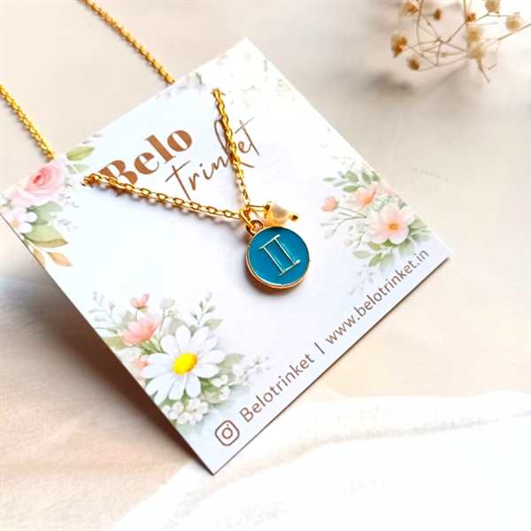 Dainty Gemini zodiac charm golden pendant chain 