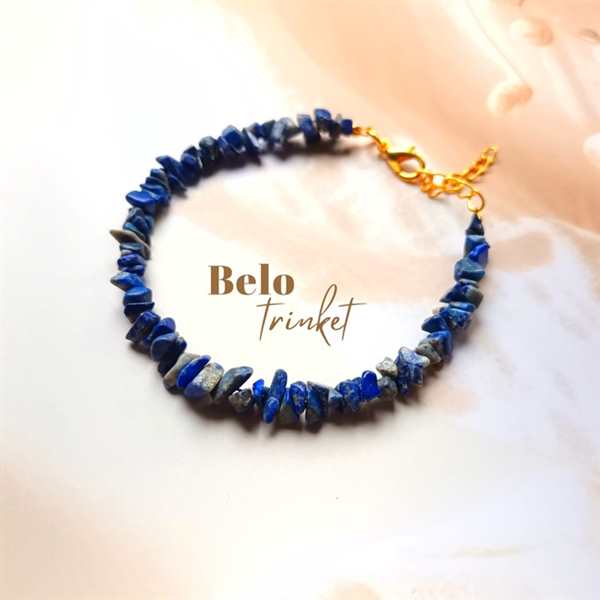 Dainty Golden Minimalist blue lapis gemstone Bracelet