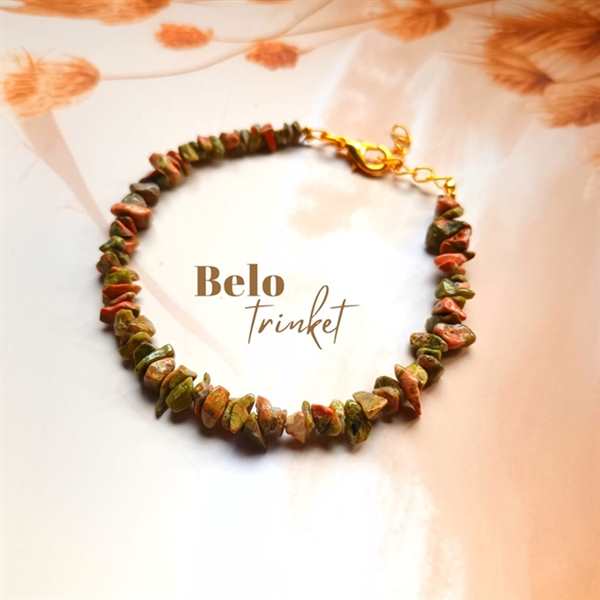 Dainty Golden Minimalist unakite gemstone Bracelet