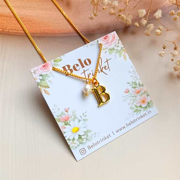 Dainty Initial birthstone golden pendant chain 