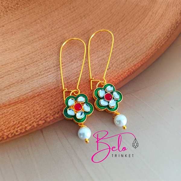 Dainty Polki flower pearl earrings