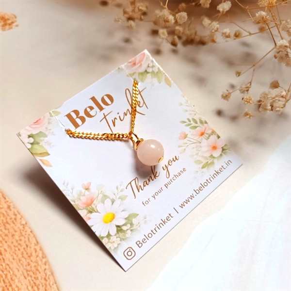 Dainty Rose quartz pendant chain gold plated necklace
