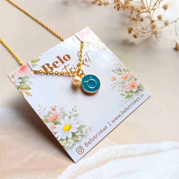 Dainty Taurus zodiac charm golden pendant chain 