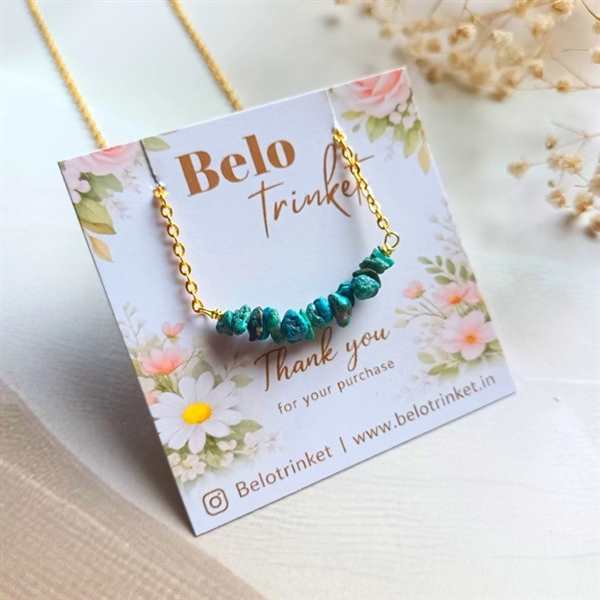  Dainty natural Turquoise golden Necklace