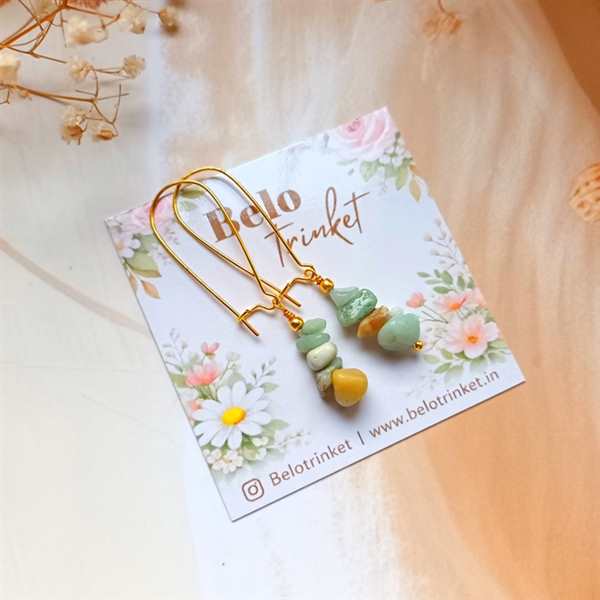  Dainty amazonite gemstone handmade golden earrings