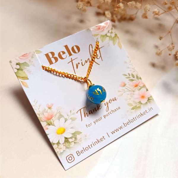 Dainty blue mantra dangler gemstone pendant
