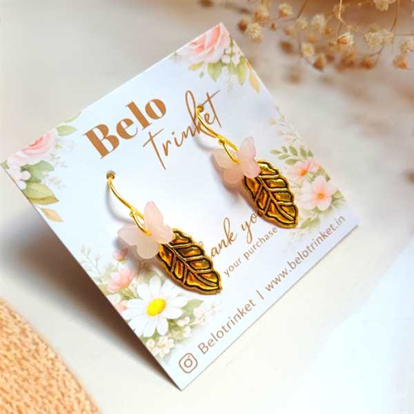 Dainty butterfly leaf dangler gemstone earrings