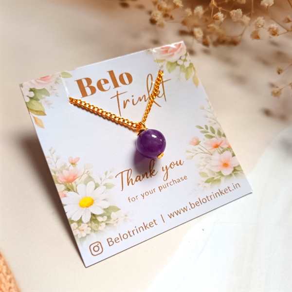 Dainty amethyst golden dangler gemstone pendant
