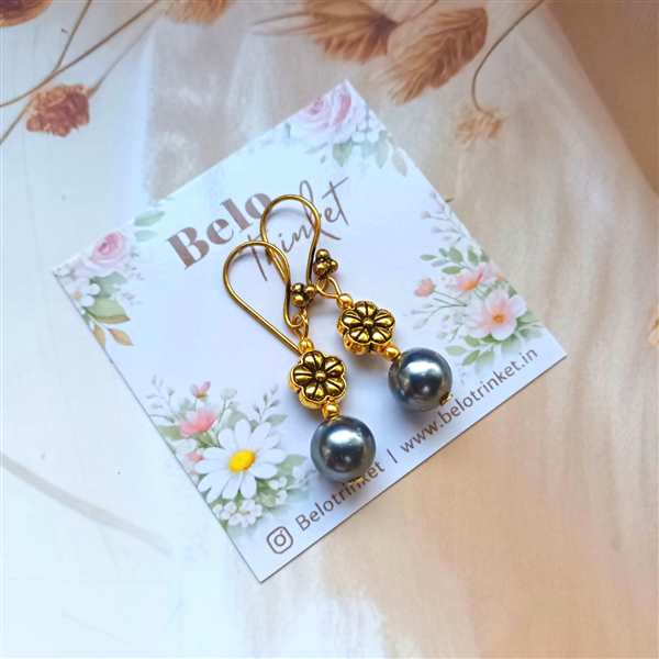 Dainty grey  pearl danglers earrings