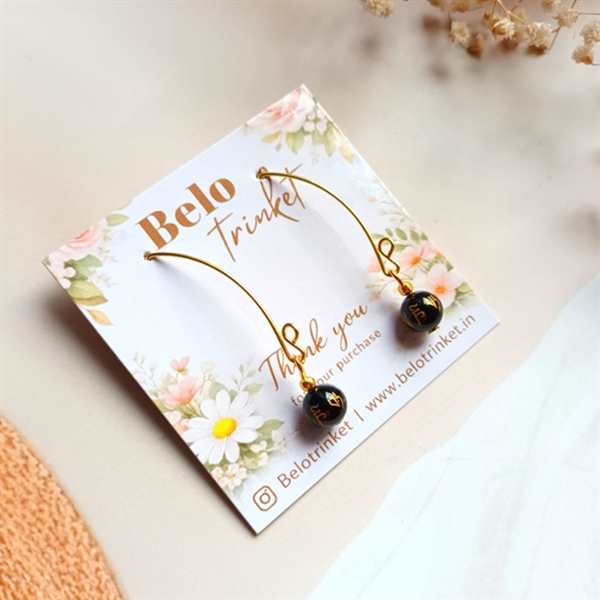 Dainty mantra dangler gemstone earrings
