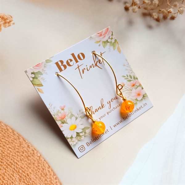 Dainty mantra yellow dangler gemstone earrings