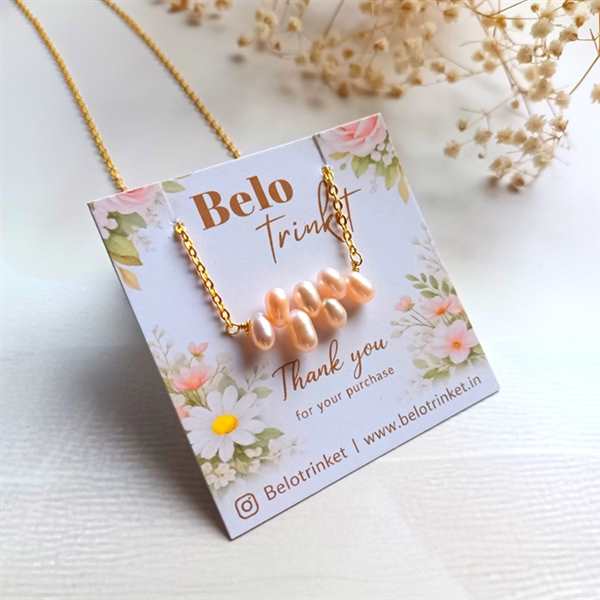  Dainty natural mauve pearl golden Necklace