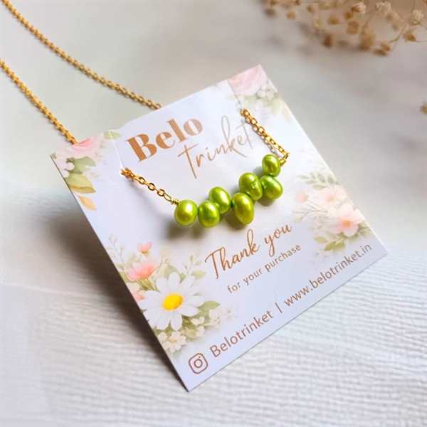  Dainty natural green pearl golden Necklace