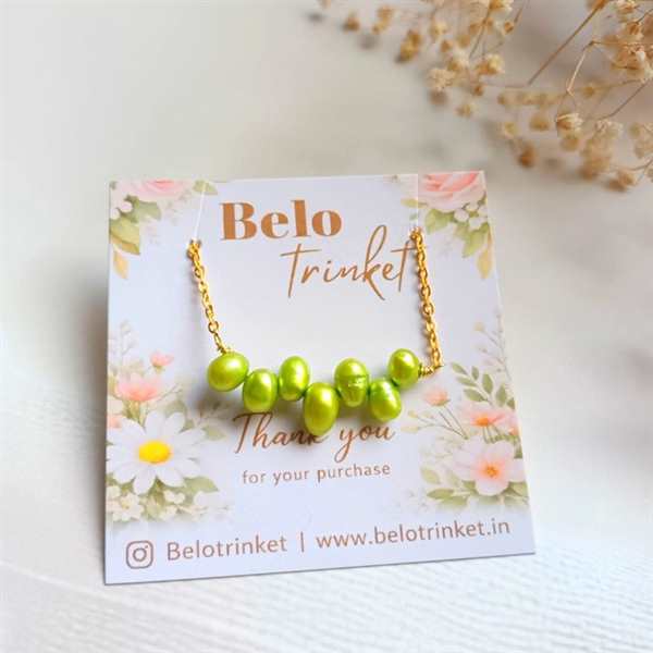  Dainty natural green pearl golden Necklace