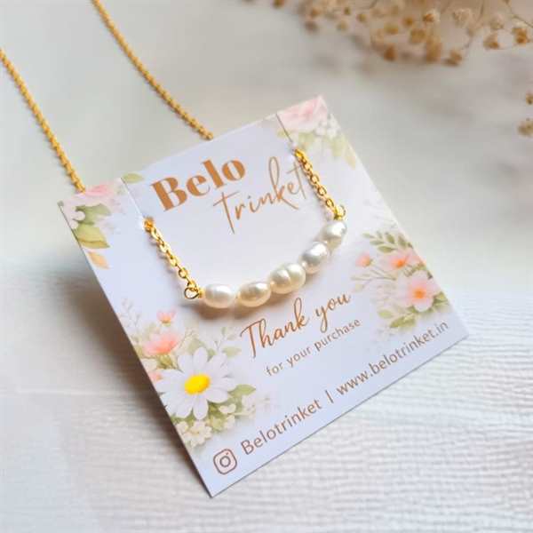  Dainty natural pearl golden Necklace