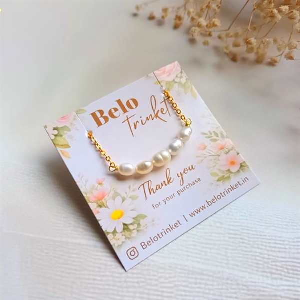  Dainty natural pearl golden Necklace