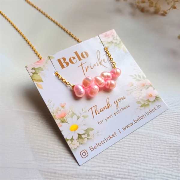  Dainty natural pink pearl golden Necklace