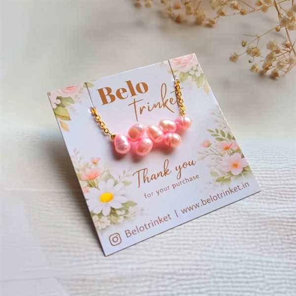  Dainty natural pink pearl golden Necklace