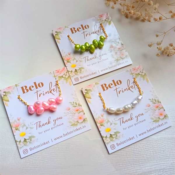  Dainty natural pink pearl golden Necklace