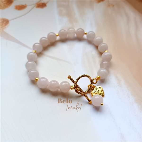 Dainty pink rose quartz crystal gemstone Bracelet