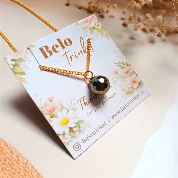 Dainty pyrite pendant gemstone gold plated chain necklace