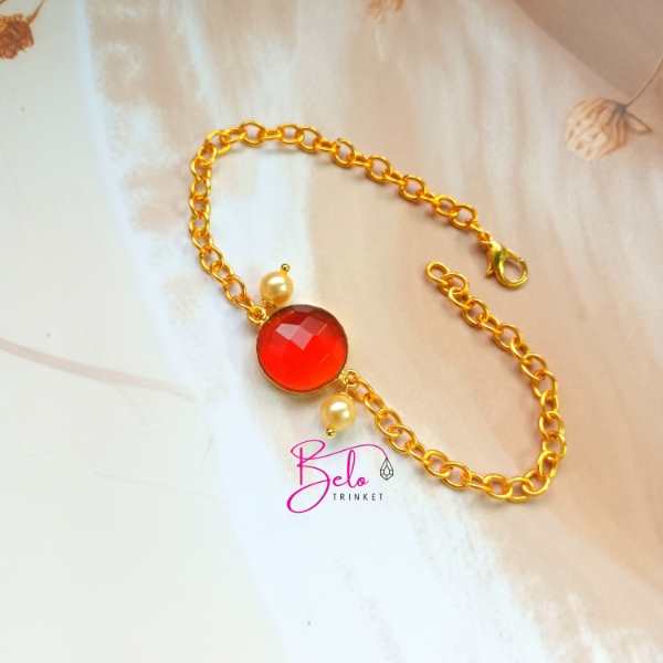 Dainty red golden handmade bracelet