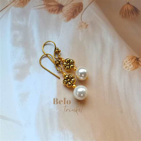 Dainty white pearl danglers earrings