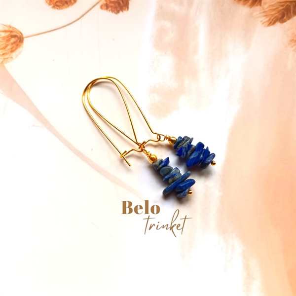Lapis Dainty Crystal gemstone handmade golden earrings